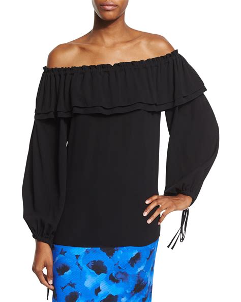 michael michael kors garcie satin off the shoulder blouse mens|Michael michael kors off shoulder top + FREE SHIPPING.